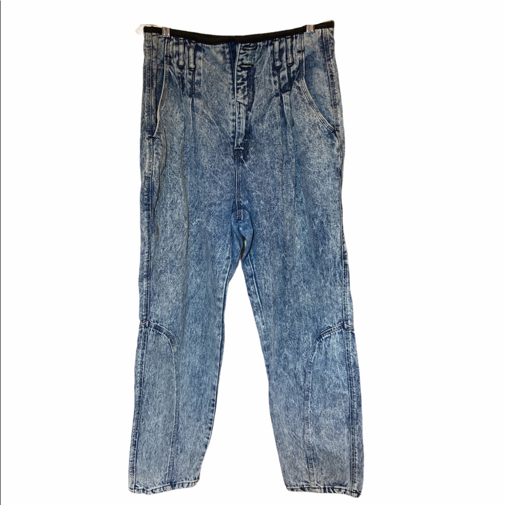 Vintage London High Rise Baggy Waist Acid Wash Jeans 16 Retro 80's 90's